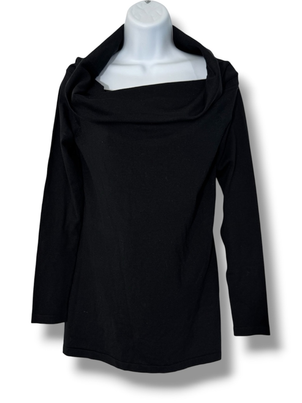 Ann Taylor Silk Blend Long Slv Cowl Neck Blouse Black Size Lg Nwot